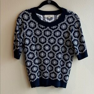 LOFT Navy and White Patterned Sweater